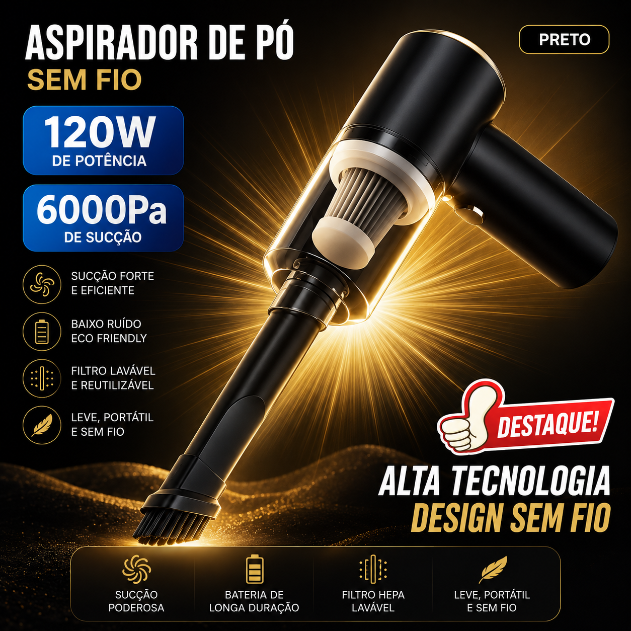 Mini Aspirador Portatil Super Potente