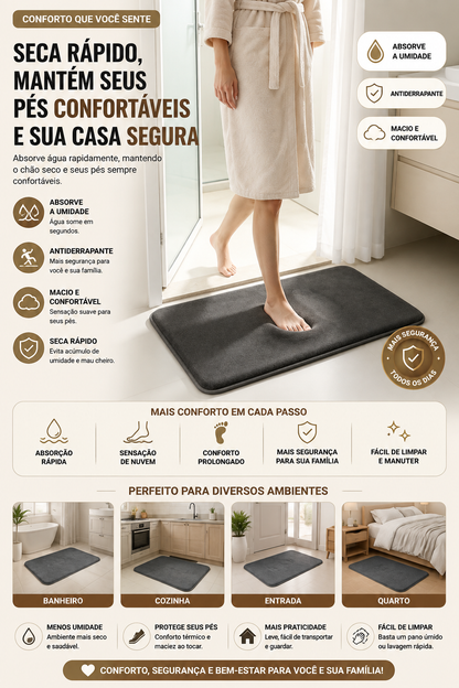 Tapete Antiderrapante Confortável e Absorvente