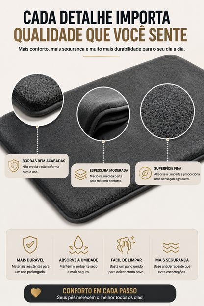 Tapete Antiderrapante Confortável e Absorvente