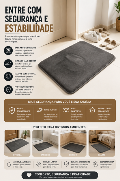 Tapete Antiderrapante Confortável e Absorvente