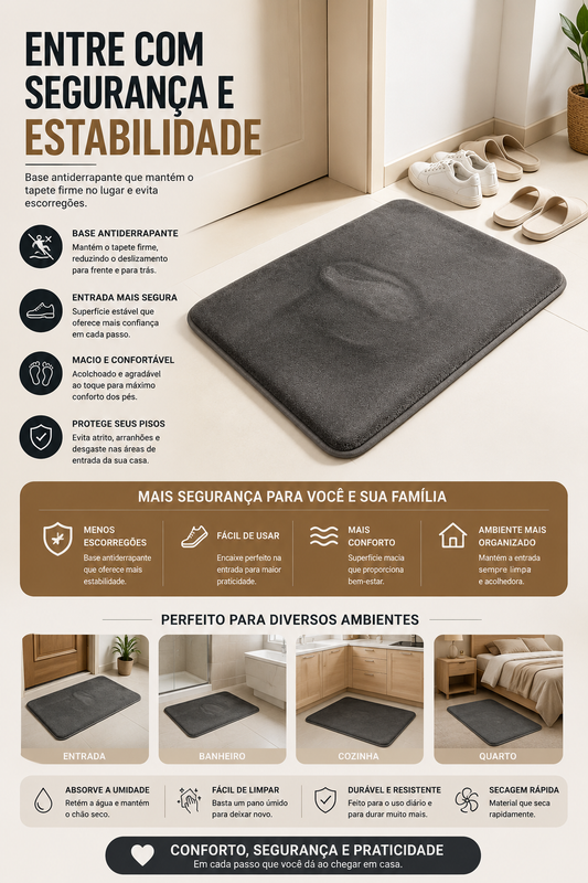 Tapete Antiderrapante Confortável e Absorvente
