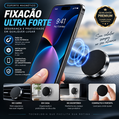 Suporte Magnético Universal para Telemóvel – Fixação Ultra Forte
