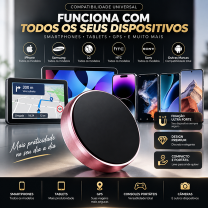 Suporte Magnético Universal para Telemóvel – Fixação Ultra Forte