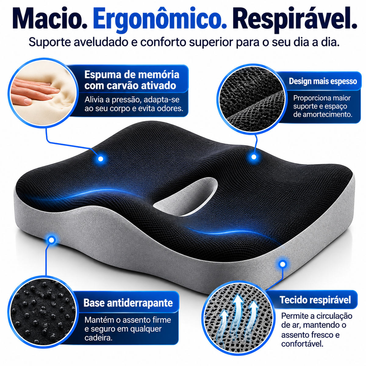 ALMOFADA ORTOPÉDICA COM ESPUMA VISCOELÁSTICA
