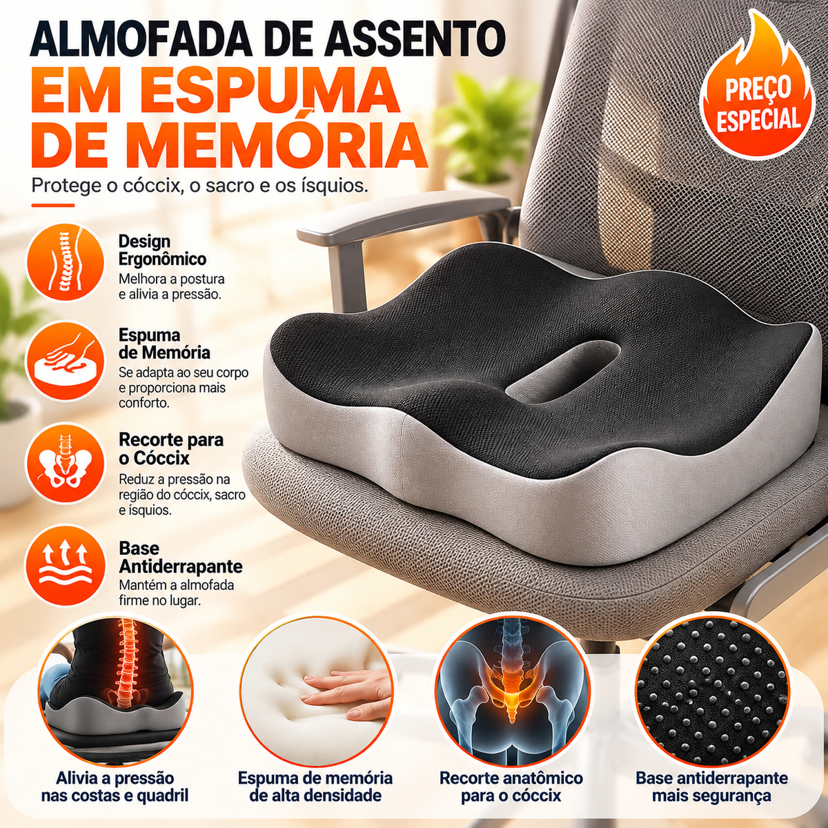 ALMOFADA ORTOPÉDICA COM ESPUMA VISCOELÁSTICA