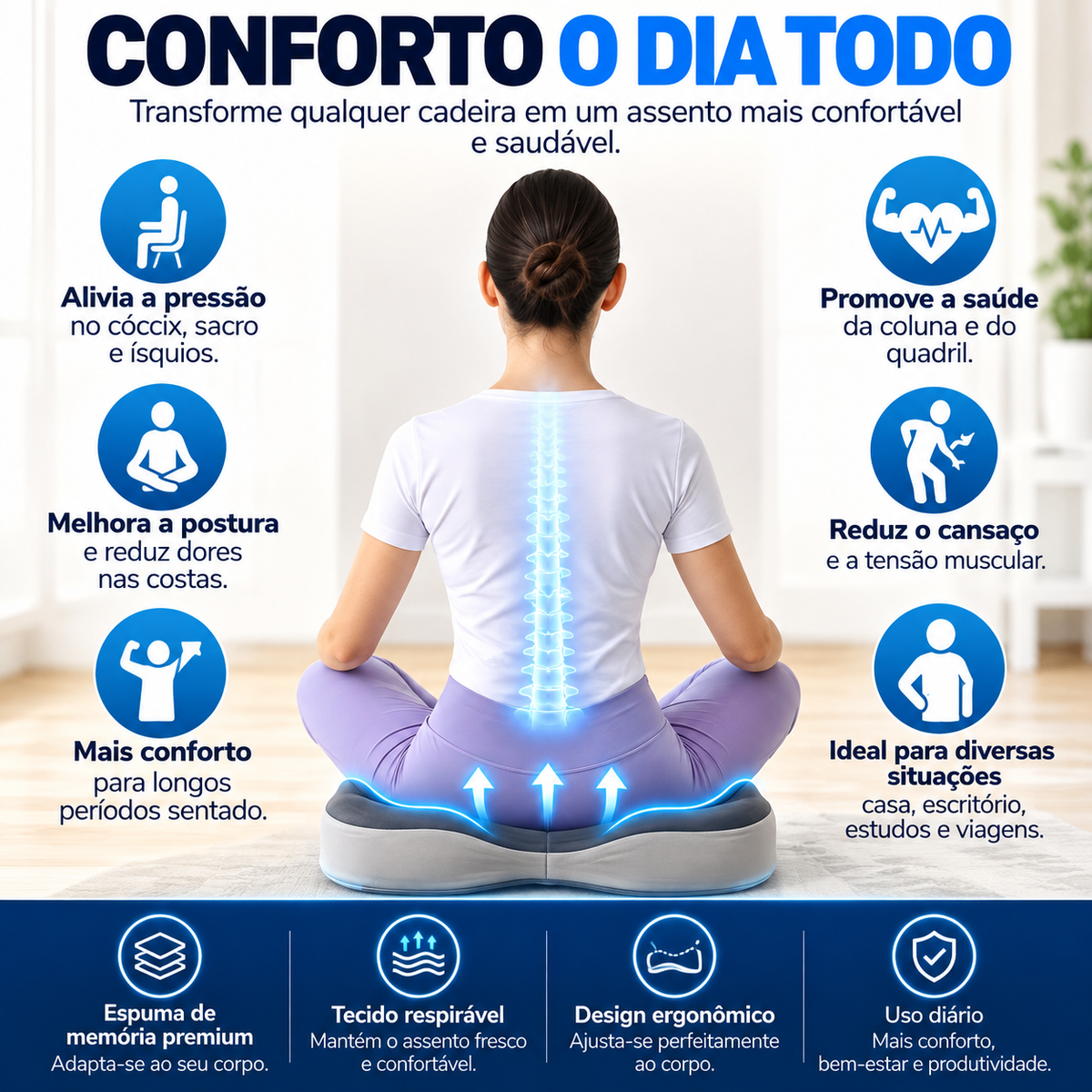 ALMOFADA ORTOPÉDICA COM ESPUMA VISCOELÁSTICA