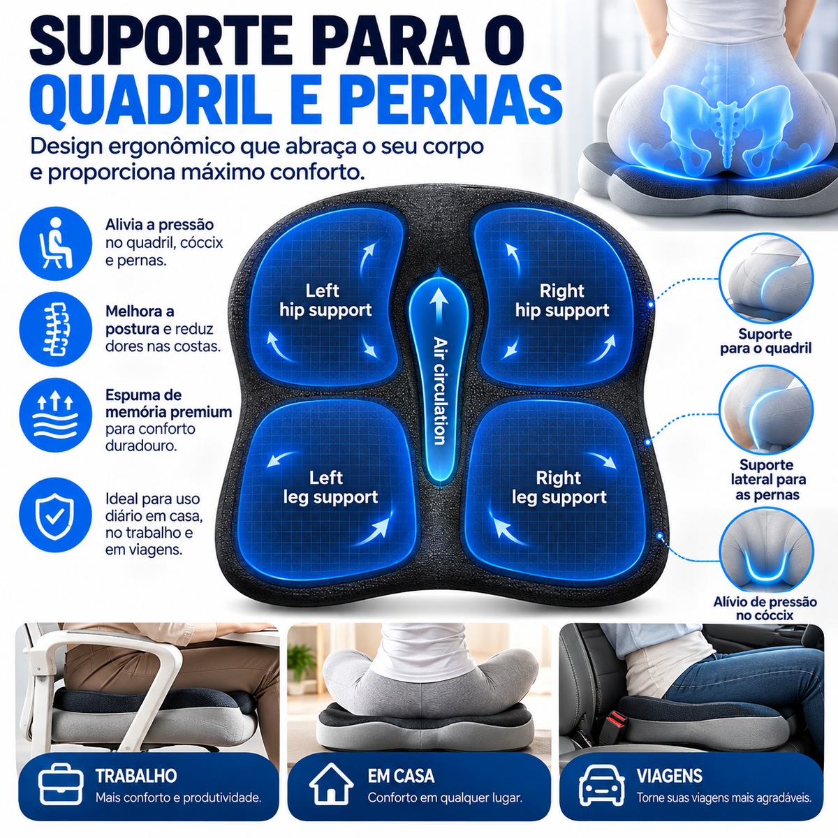 ALMOFADA ORTOPÉDICA COM ESPUMA VISCOELÁSTICA