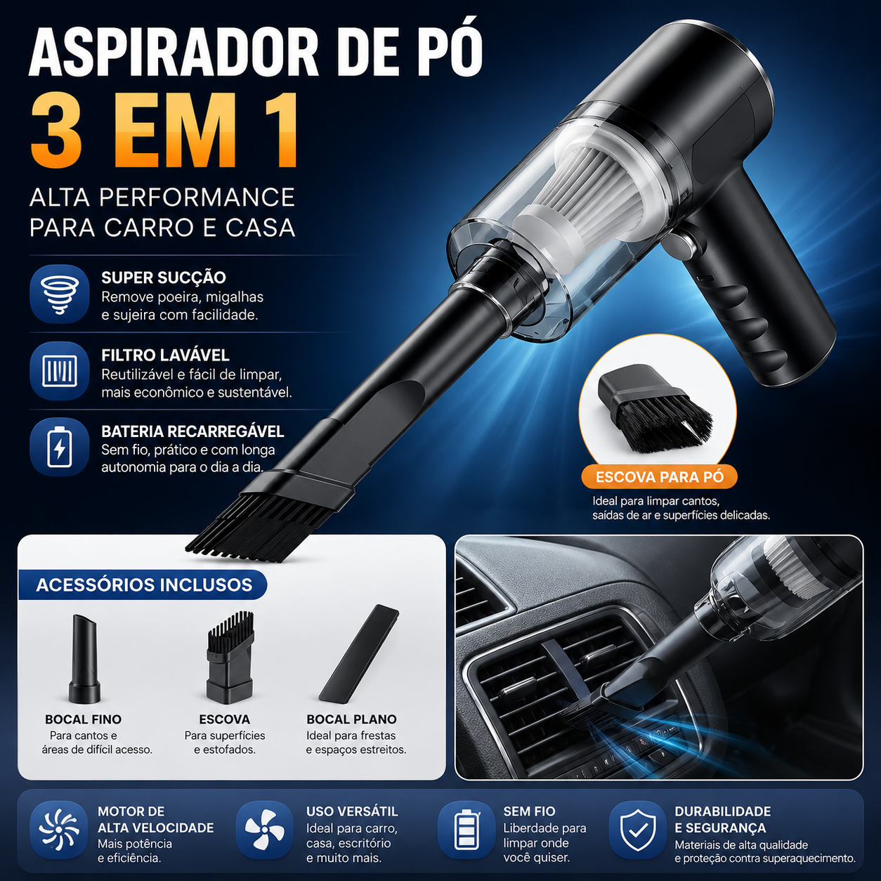 Mini Aspirador Portatil Super Potente
